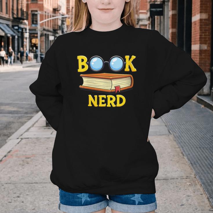Women's Adorable Book Nerd Typography Minimalist Library Lover Youth Crewneck Sweatshirt