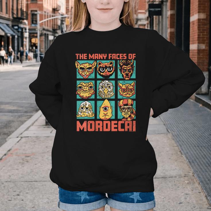 Women's DCC Many Faces Of Mordecai Grid Gamer Series Book Youth Crewneck Sweatshirt
