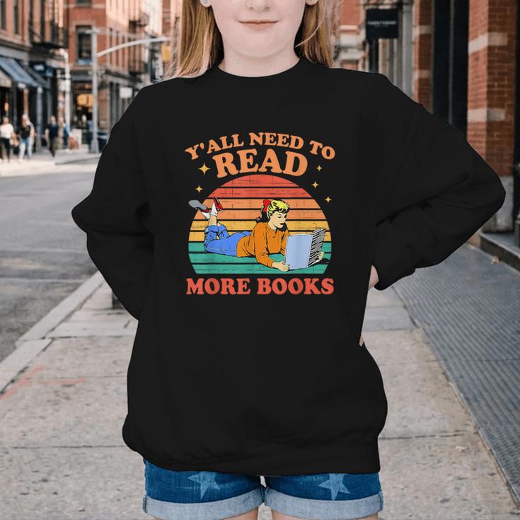 Y'All Need To Read More Books Book Lover Vintage Youth Crewneck Sweatshirt