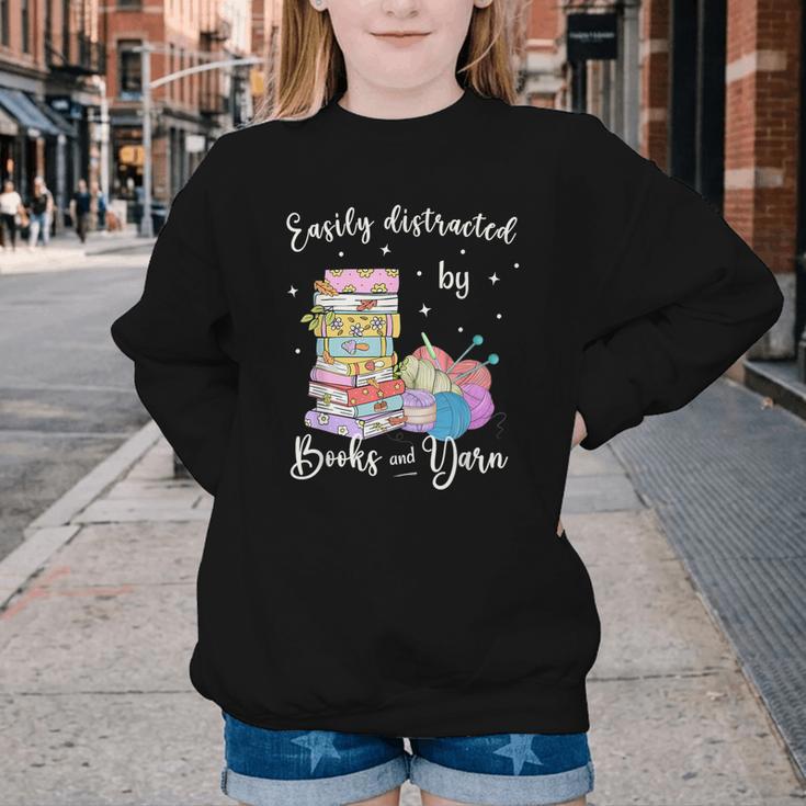 Yarn Quote Easily Distracted By Books And Yarn Reader Youth Crewneck Sweatshirt Yarn Quote Easily Distracted By Books And Yarn Reader Youth Crewneck Sweatshirt