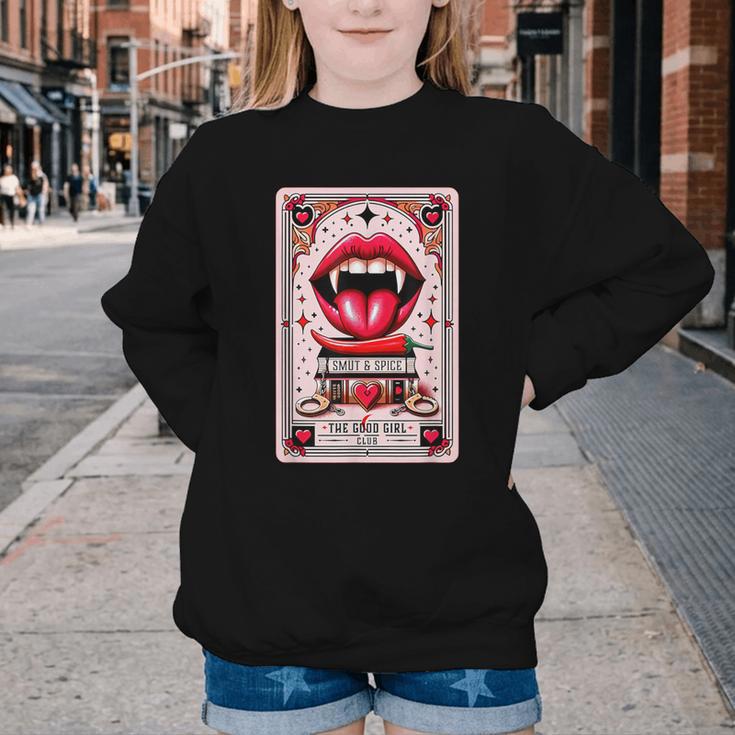 Yes Sir The Good-Girl The Good-Girl Tarot Card Smut Book Youth Crewneck Sweatshirt