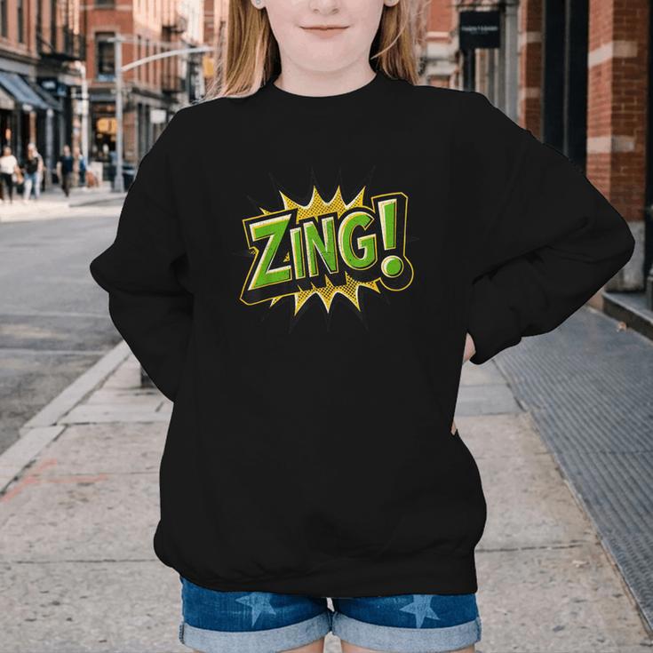 ZING Comic Book Retro Artwork – Cartoon Collector Youth Crewneck Sweatshirt