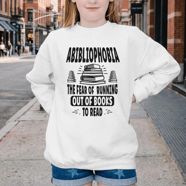 Abibliophobia Definition Book Reading Lover Fans Text Youth Crewneck Sweatshirt