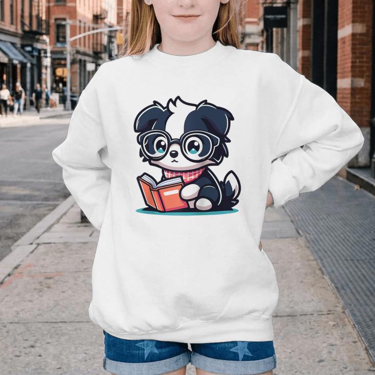 Adorable Book Lover Border Collie With Reading Glasses Cute Raglan Baseball Tee Youth Crewneck Sweatshirt Adorable Book Lover Border Collie With Reading Glasses Cute Raglan Baseball Tee Youth Crewneck Sweatshirt