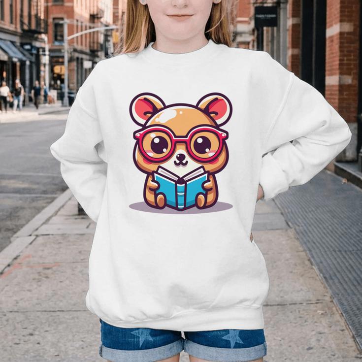 Adorable Book Lover Quokka With Reading Glasses Cute Youth Crewneck Sweatshirt Adorable Book Lover Quokka With Reading Glasses Cute Youth Crewneck Sweatshirt