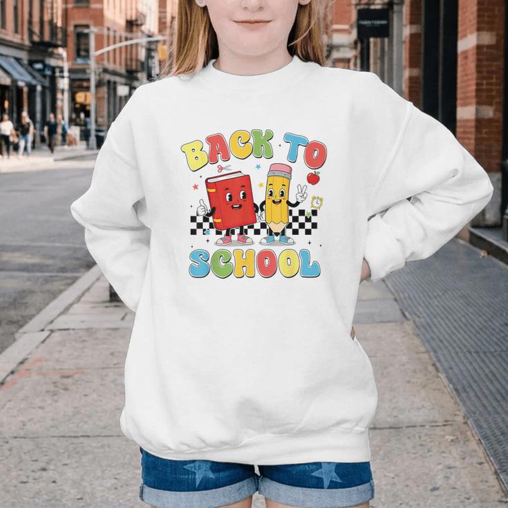 Back To School Checkered Book Pencil Groovy Teacher Student Youth Crewneck Sweatshirt Back To School Checkered Book Pencil Groovy Teacher Student Youth Crewneck Sweatshirt
