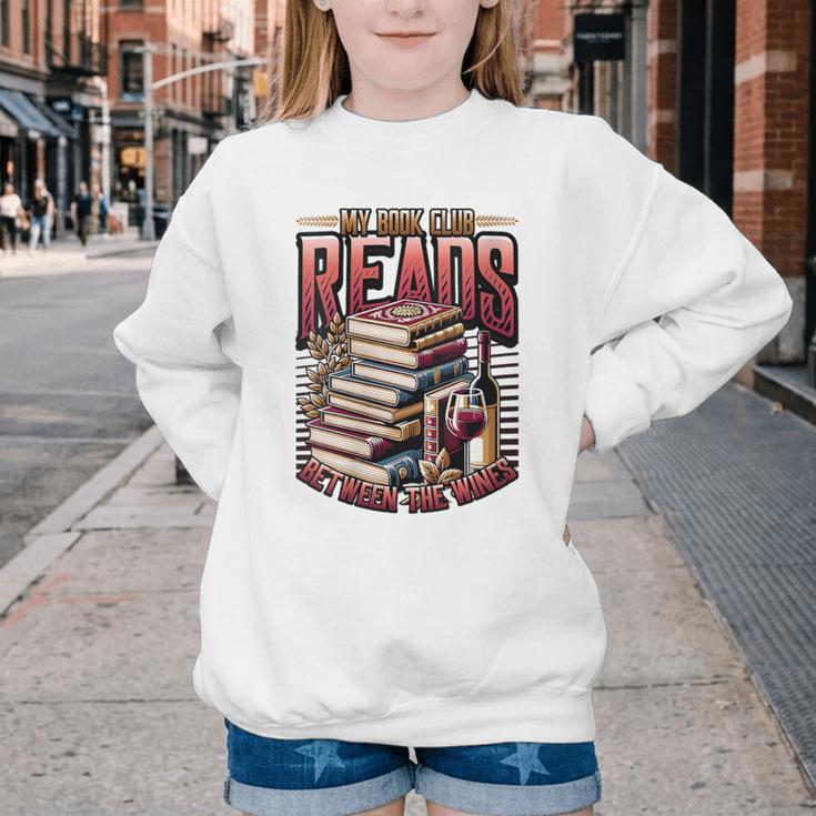 My Book Club Reads Between The Wines Book Club Reading Youth Crewneck Sweatshirt