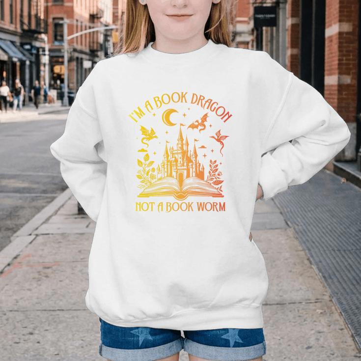 Book Dragon Not Book Worm Premium Youth Crewneck Sweatshirt