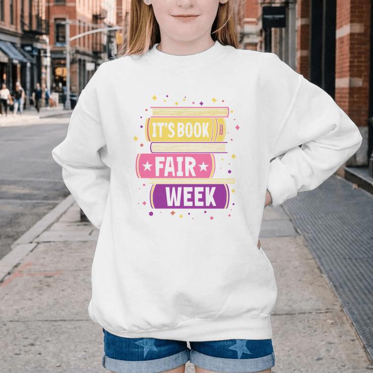 Book Fair Bookworm Library Its Book Fair Week Youth Crewneck Sweatshirt