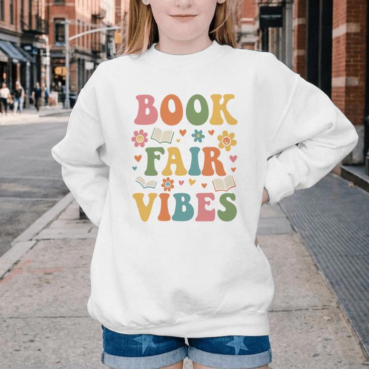 Book Fair Vibes Groovy Retro School Reading Nostalgic Youth Crewneck Sweatshirt