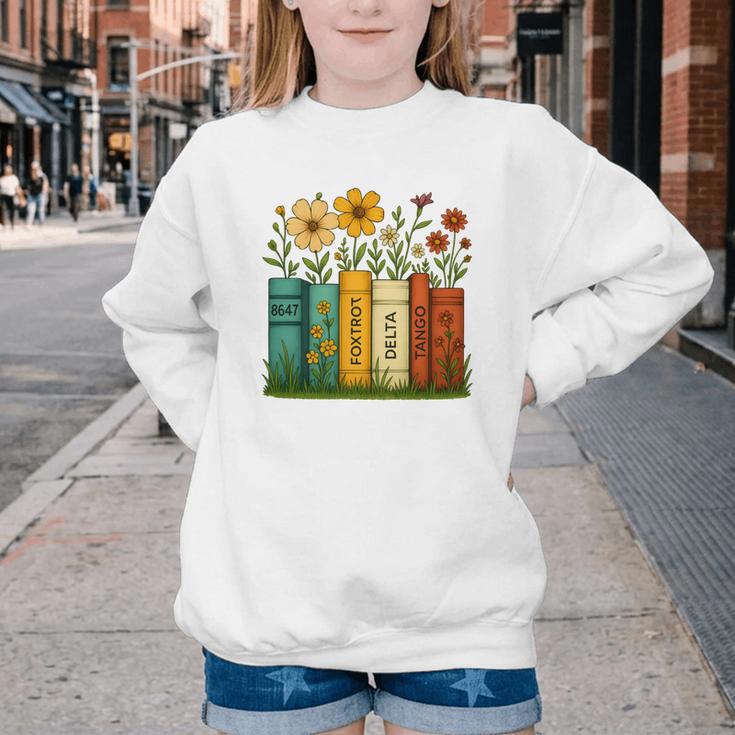 Book Flower 8647 Foxtrots Deltas Tangos Youth Crewneck Sweatshirt