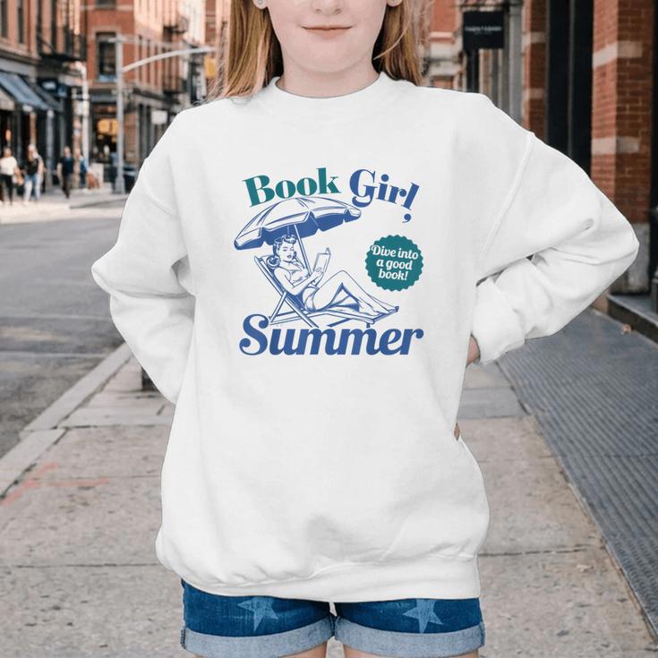 Book Girl Summer Bookish Beach Youth Crewneck Sweatshirt Book Girl Summer Bookish Beach Youth Crewneck Sweatshirt