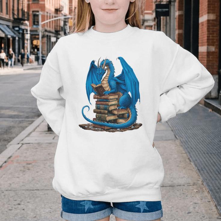 Book Lover Bookworm Reading Books Dragon Premium Tri-Blend Youth Crewneck Sweatshirt