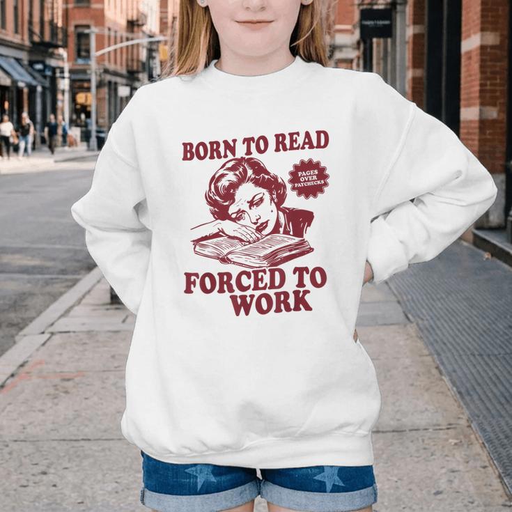 Book Readers Forced To Work Sadness Youth Crewneck Sweatshirt