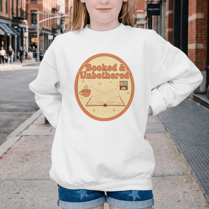 Booked & Unbothered Book Lover Tee Youth Crewneck Sweatshirt
