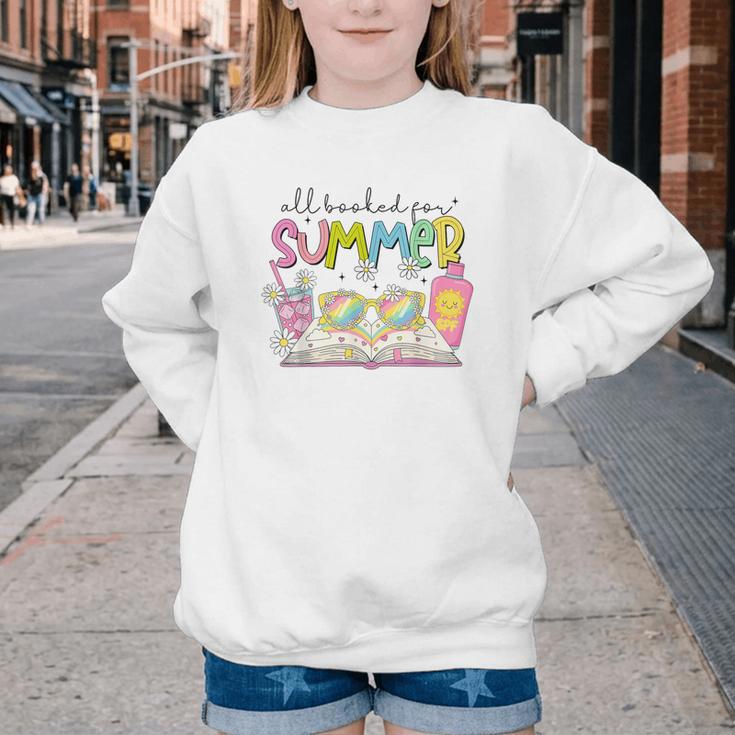 All Booked For Summer Reading Beach Floral Bookish Book Girl Youth Crewneck Sweatshirt