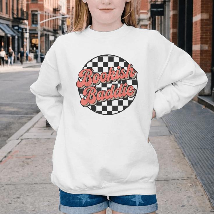 Bookish Baddie Retro Aesthetic Typography Youth Crewneck Sweatshirt