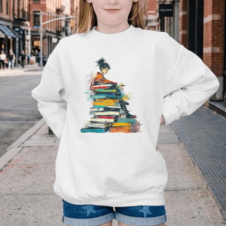 Books Abstract Artist Women Art Painting Books Youth Crewneck Sweatshirt
