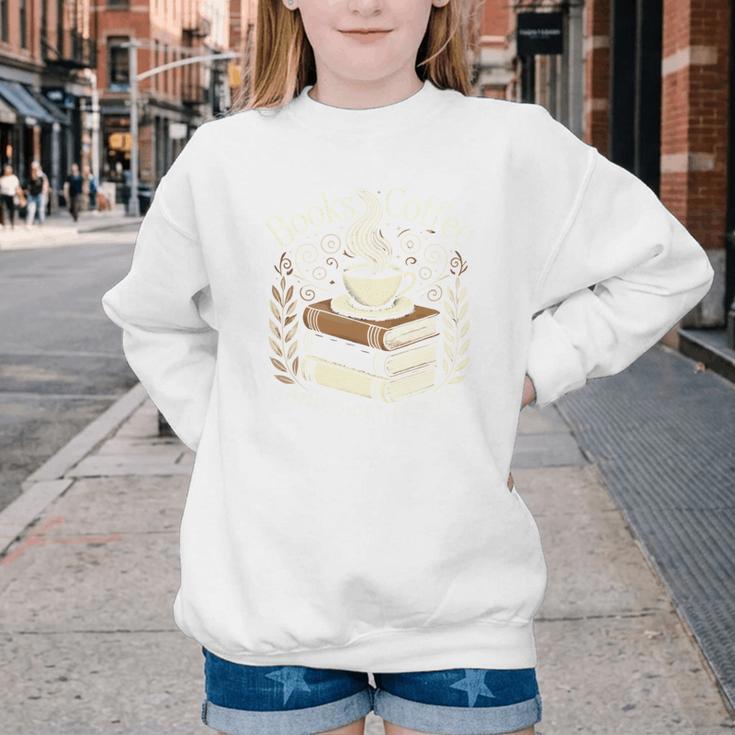 Books Coffee And Quiet Places Literature Youth Crewneck Sweatshirt