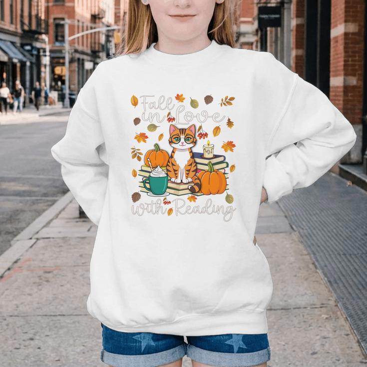 Cat Fall In Love With Reading Book Lover Autumn Youth Crewneck Sweatshirt Cat Fall In Love With Reading Book Lover Autumn Youth Crewneck Sweatshirt