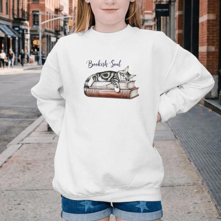 Cat Life Books And Cats Cat Lover Cat Mom Book Lovers Youth Crewneck Sweatshirt