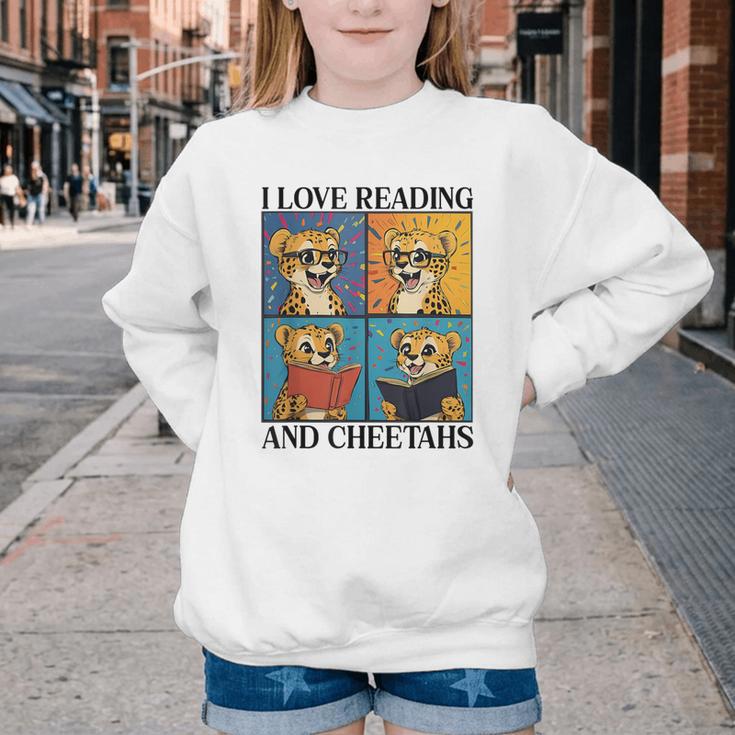 Cheetah Love Reading And Cheetahs Kids Bookworm Youth Crewneck Sweatshirt Cheetah Love Reading And Cheetahs Kids Bookworm Youth Crewneck Sweatshirt