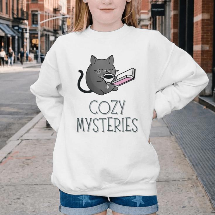 Cozy Mysteries Coffee And Novel For Book Lovers Youth Crewneck Sweatshirt