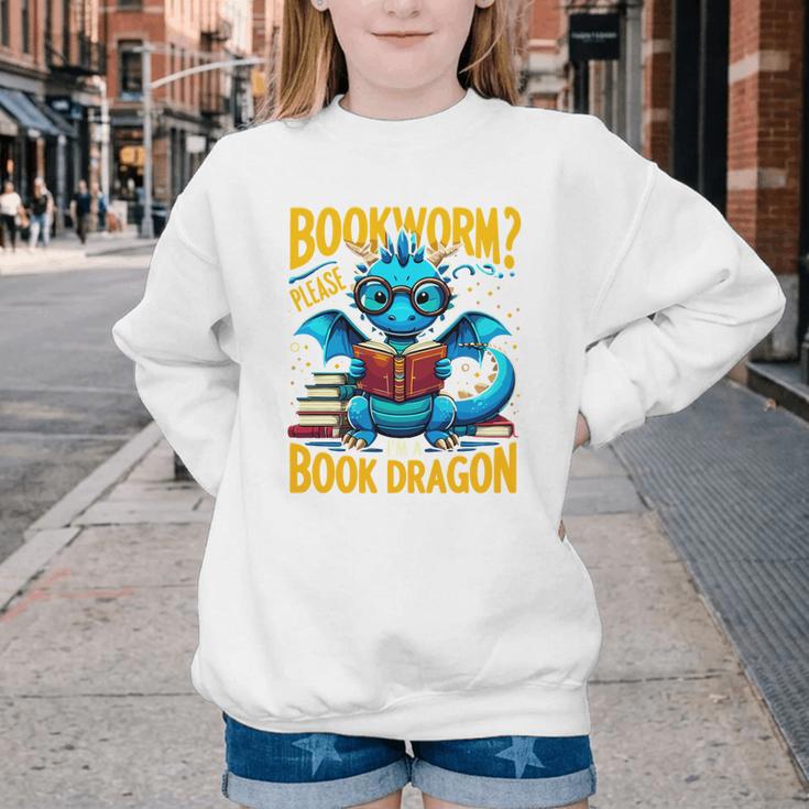 Dragon Bookworm Please I'm A Book Dragon Youth Crewneck Sweatshirt Dragon Bookworm Please I'm A Book Dragon Youth Crewneck Sweatshirt