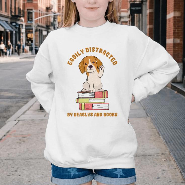 Easily Distracted By Beagles And Books Beagle Dog Youth Crewneck Sweatshirt Easily Distracted By Beagles And Books Beagle Dog Youth Crewneck Sweatshirt