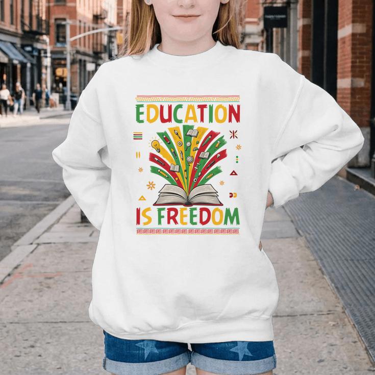 Education Is Freedom Books Lover History Month Youth Crewneck Sweatshirt