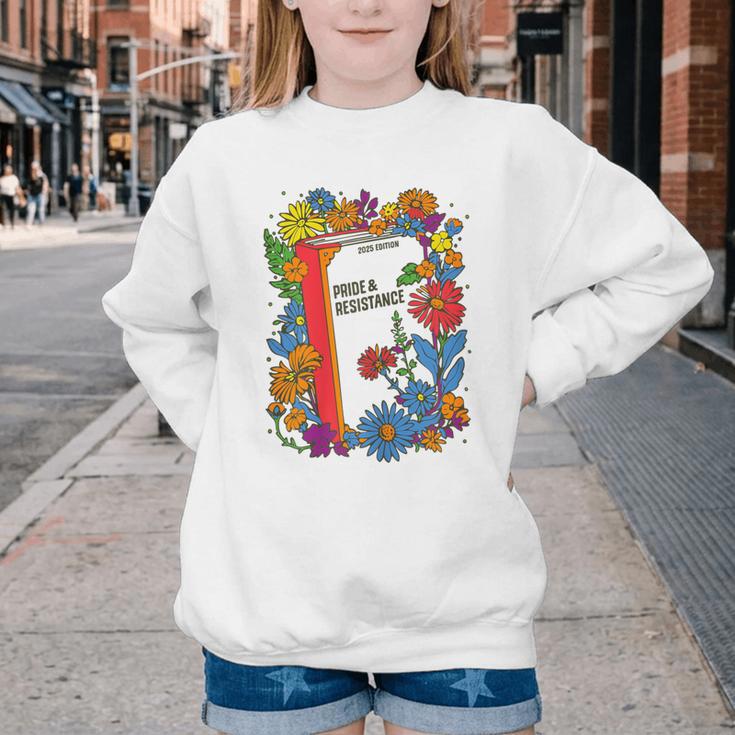 Equal Rights Book Flower Resist Feminist LGBTQ Floral Youth Crewneck Sweatshirt