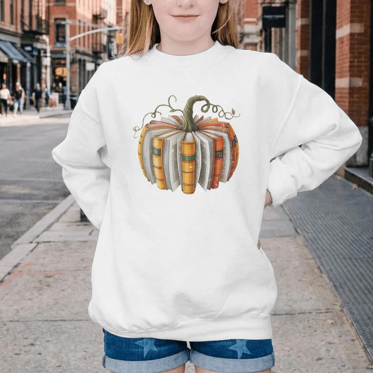 Fall Book Pumpkin Fall Librarians Bookworm Teachers Students Youth Crewneck Sweatshirt