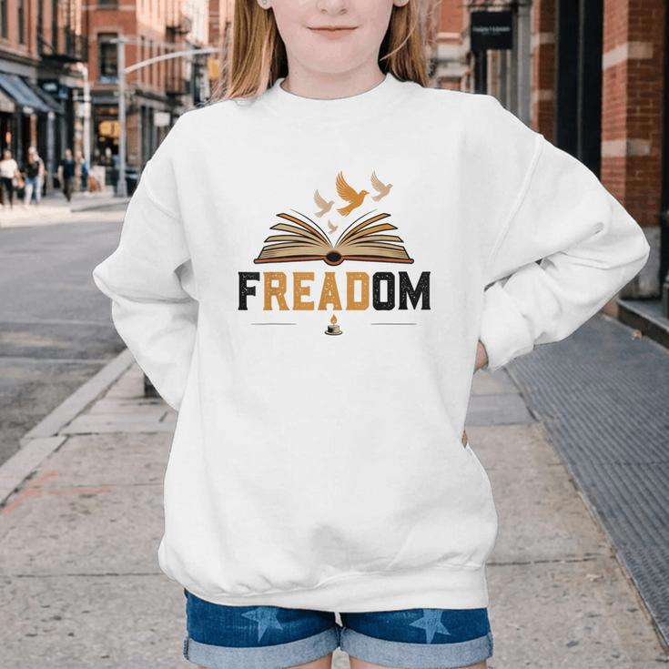 Freadom Anti Banned Books Lovers Reading Librarian Bookworm Youth Crewneck Sweatshirt