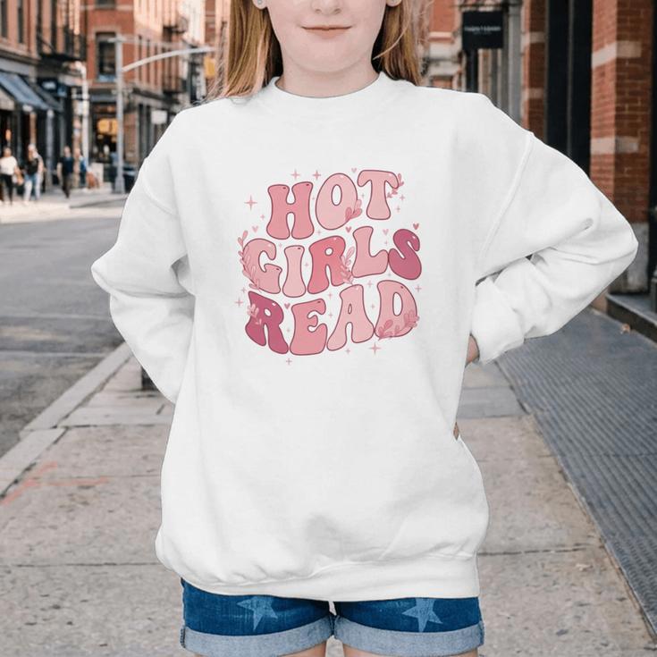 Hot Girls Read Cute Book Lover Reading Club Youth Crewneck Sweatshirt