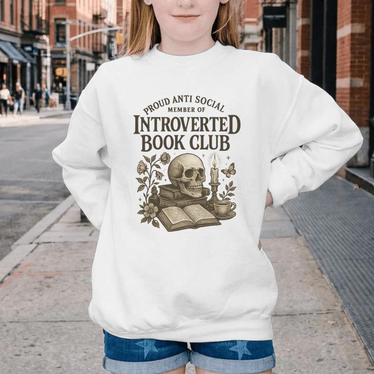 Introverted Book Club Member Anti Social Reader Youth Crewneck Sweatshirt