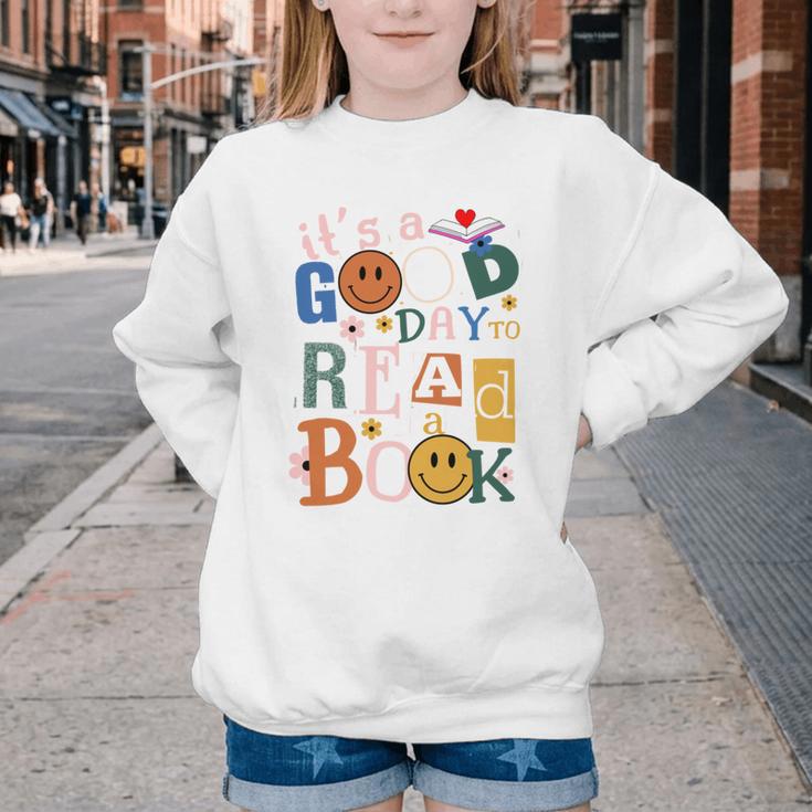 Its a Good Day To Read a Book Lovers Library Reading Women Youth Crewneck Sweatshirt