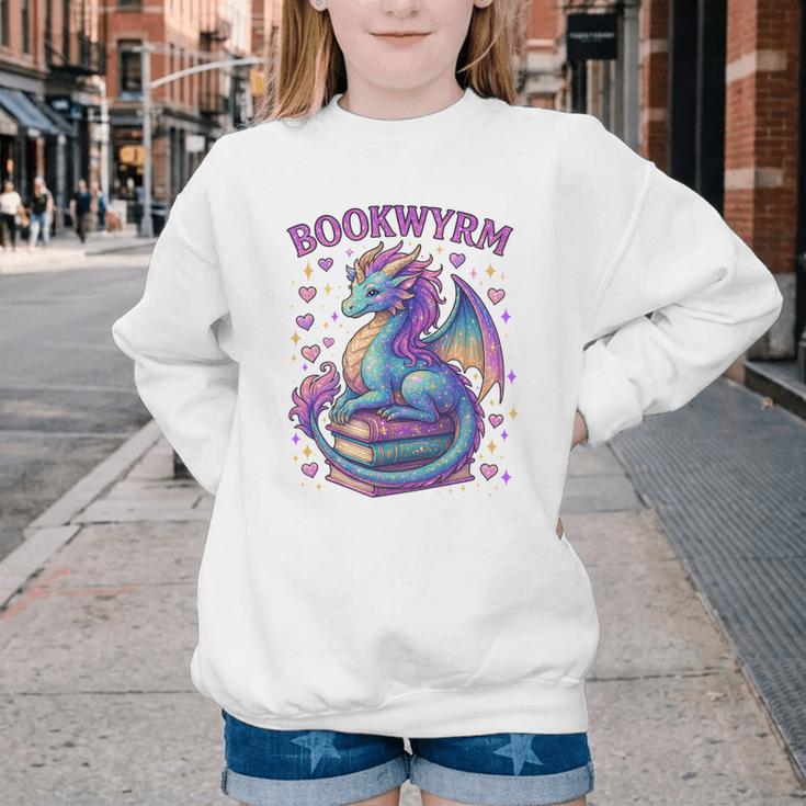 Just a Girl Who Loves Dragons And Books Youth Crewneck Sweatshirt
