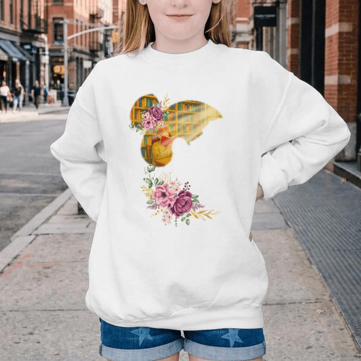 And Into The Library She Goes Book Lover Reading Bookworm Youth Crewneck Sweatshirt