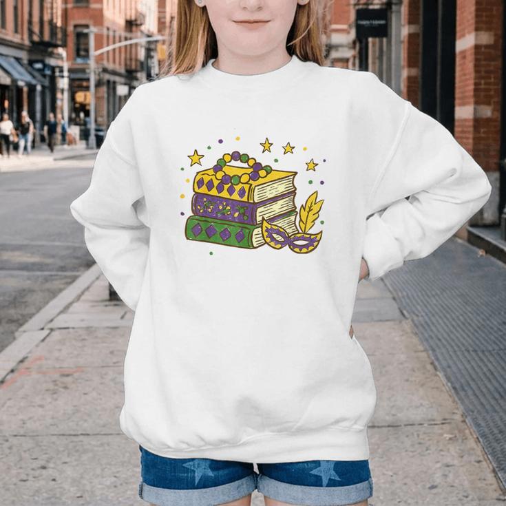 Mardi Gras Book Lover Reading Reader Men Women Kids Youth Crewneck Sweatshirt