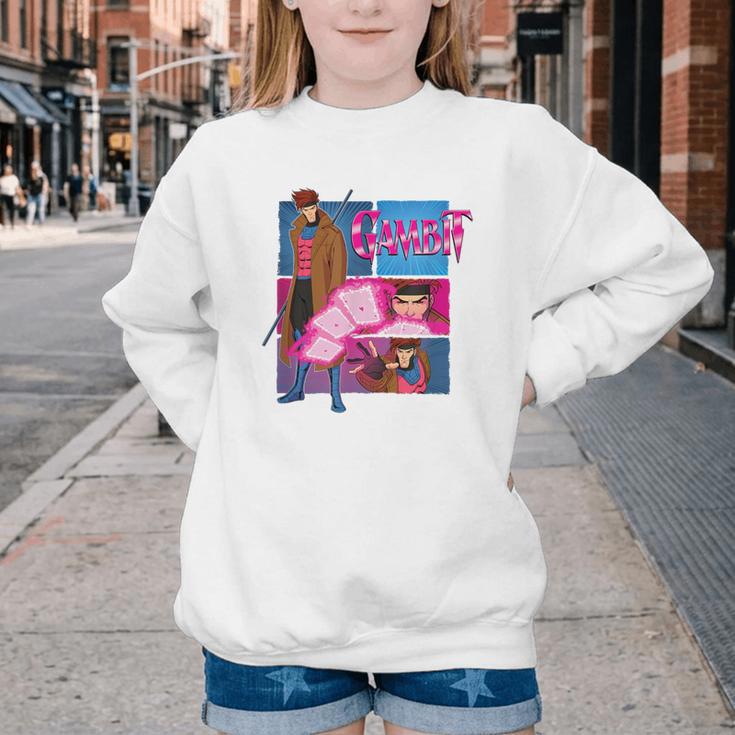 Marvel X-Men '97 Vintage Classic Gambit Comic Book Panels Youth Crewneck Sweatshirt
