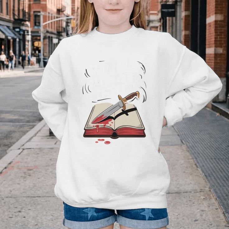 Murder Mystery And a Cup Of Tea Book Humor Youth Crewneck Sweatshirt