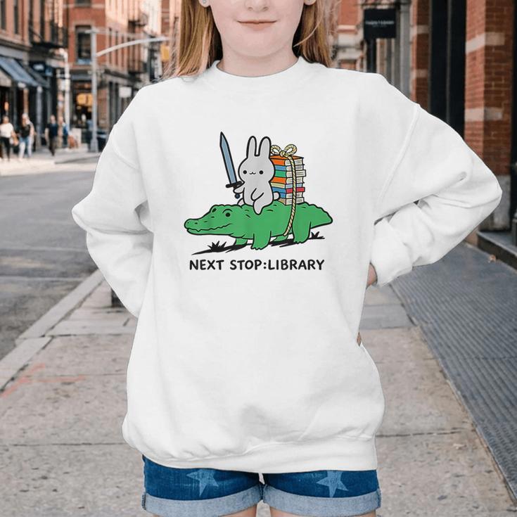 Next Stop Library Reading Book Youth Crewneck Sweatshirt