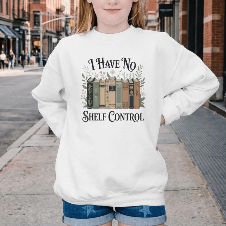 I Have No Shelf Control Book Lover Pun Reader Humor Youth Crewneck Sweatshirt