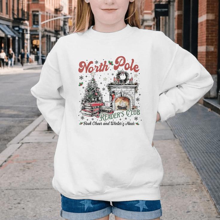 North Pole Book Club Book Lover Bookish Bookworm Christmas Youth Crewneck Sweatshirt
