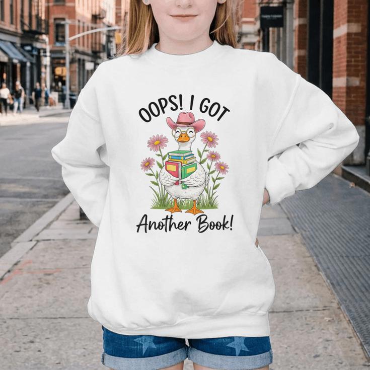 Oops I Got Another Book Cute Goose Librarian Reading Teacher Youth Crewneck Sweatshirt