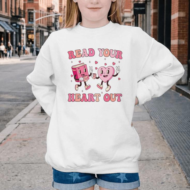 Read Your Heart Out Teacher Valentine Book Youth Crewneck Sweatshirt