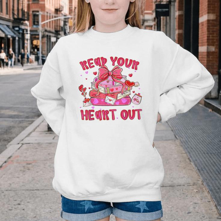 Read Your Heart Out Teacher Valentine Reading Book Lover Youth Crewneck Sweatshirt