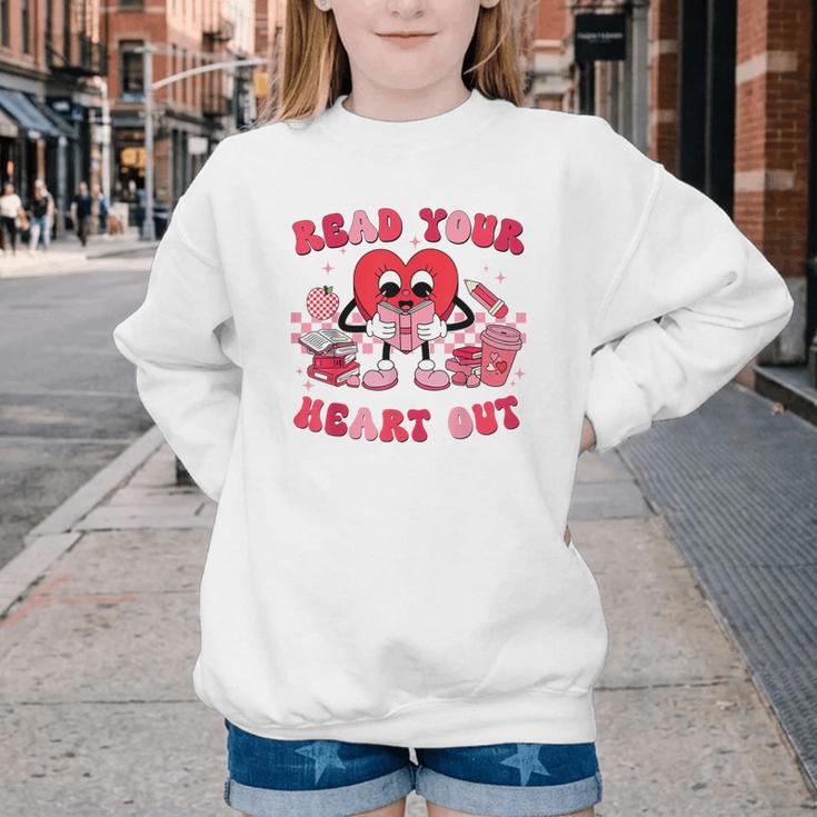 Read Your Heart Out Valentines Day Teachers Book Lovers Youth Crewneck Sweatshirt Read Your Heart Out Valentines Day Teachers Book Lovers Youth Crewneck Sweatshirt