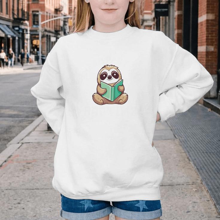 I Read Past My Bedtime Reading Sloth Book Lover Youth Crewneck Sweatshirt