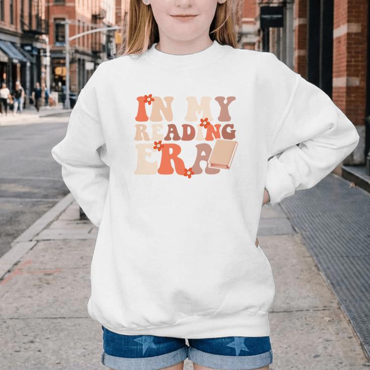 In My Reading Era Groovy Book Lovers Library Reading Women Youth Crewneck Sweatshirt